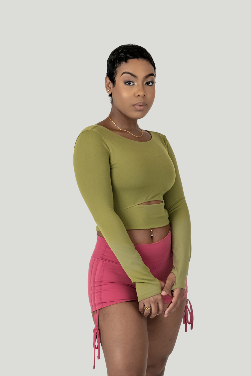 Leah Long Sleeve Crop Top Green