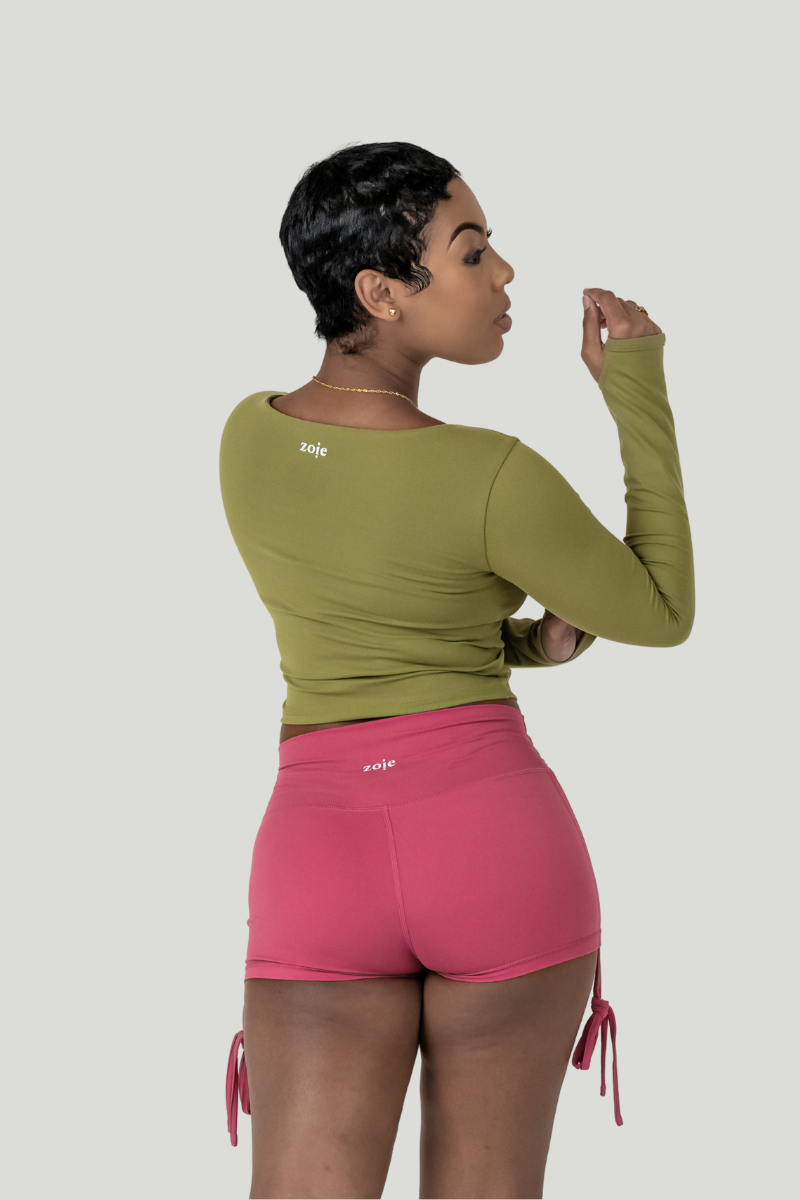 Leah Long Sleeve Crop Top Green