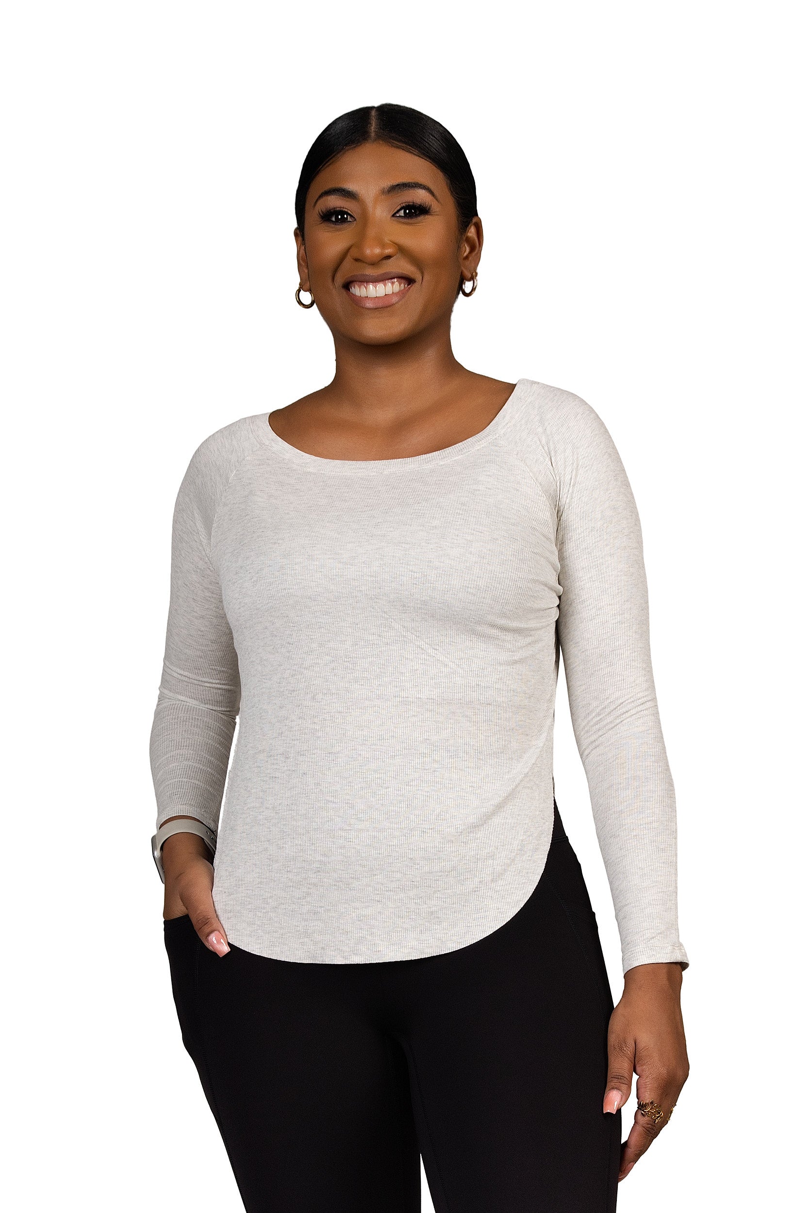 Full Circle Long Sleeve Speckled White