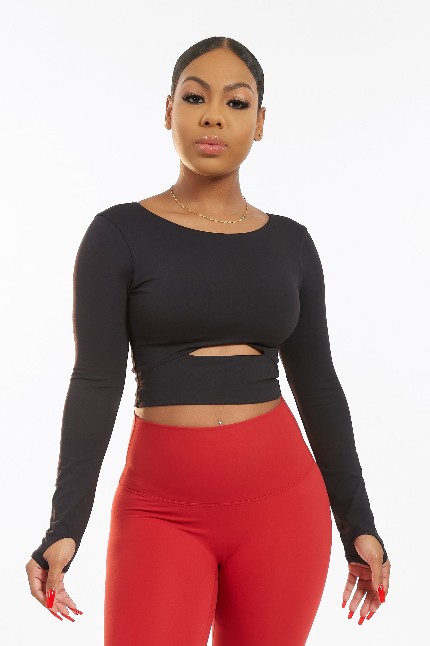 Leah Long Sleeve Crop Top Black