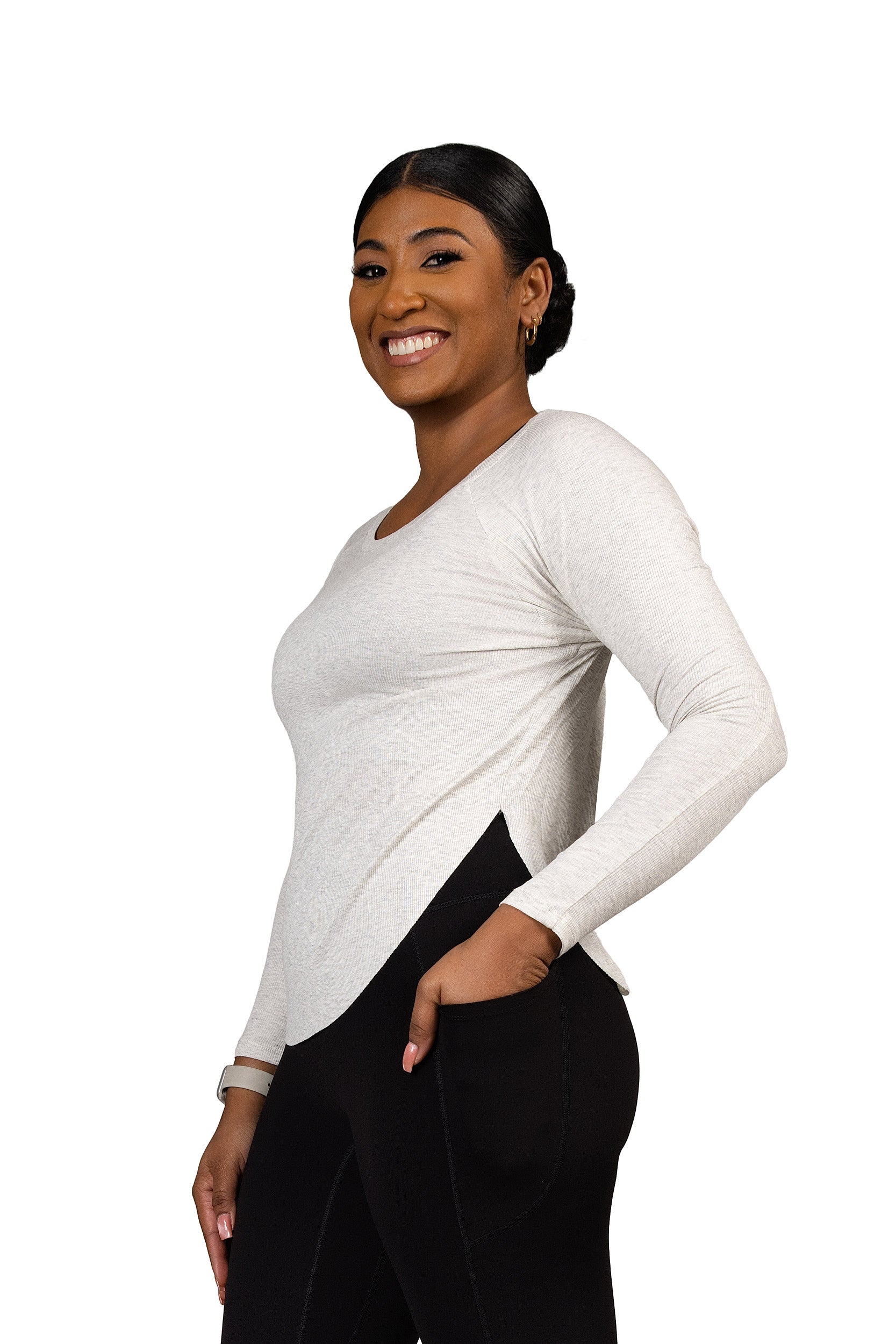 Full Circle Long Sleeve Speckled White