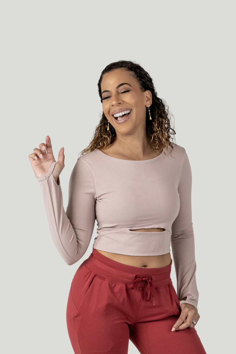 Leah Long Sleeve Crop Top Pink