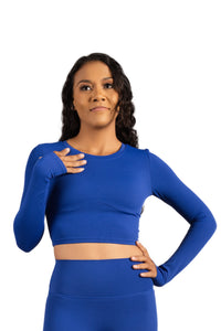 CELINE LONG SLEEVE CROP BLUE