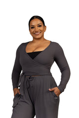 Aurora Wrap Top Grey