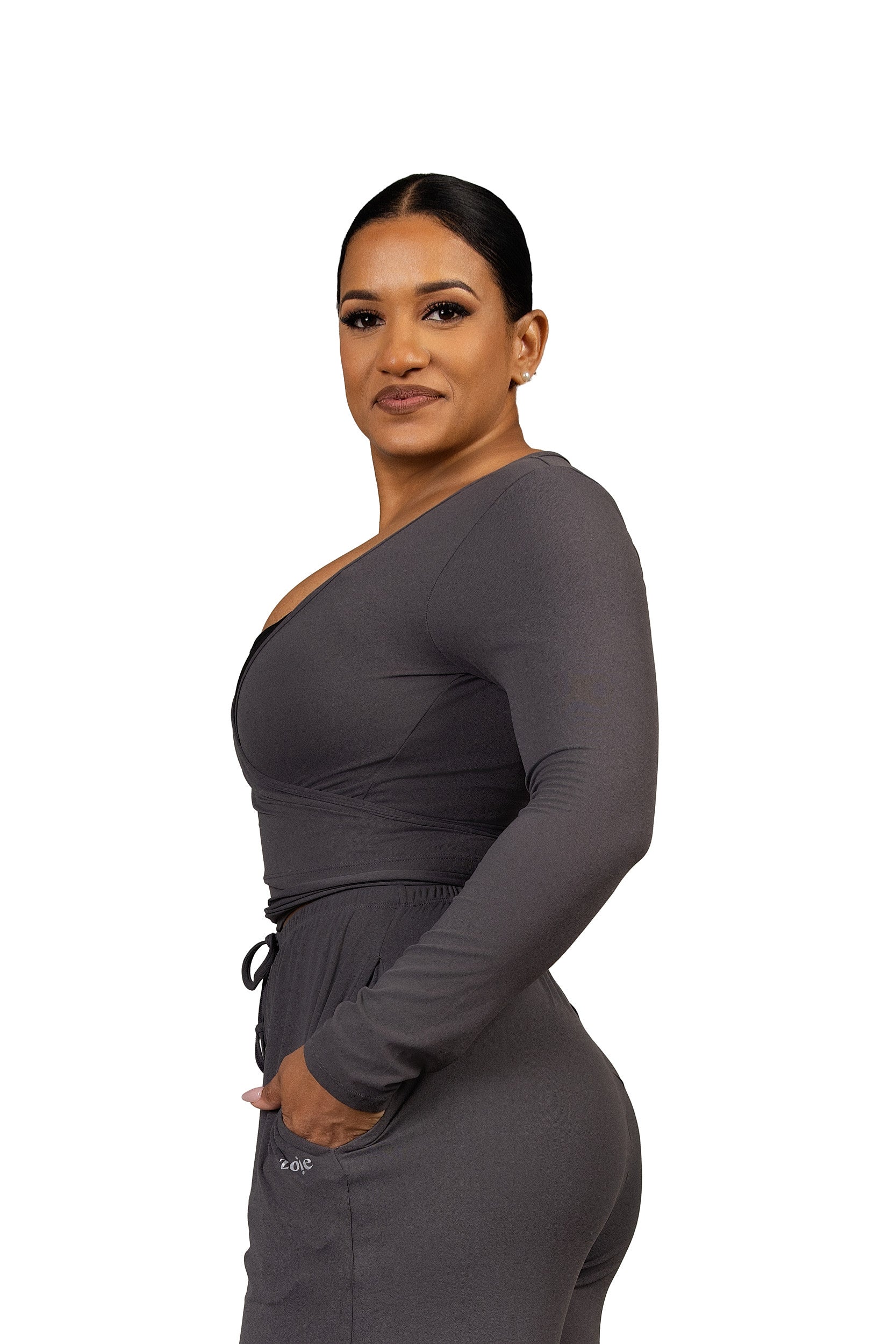 Aurora Wrap Top Grey