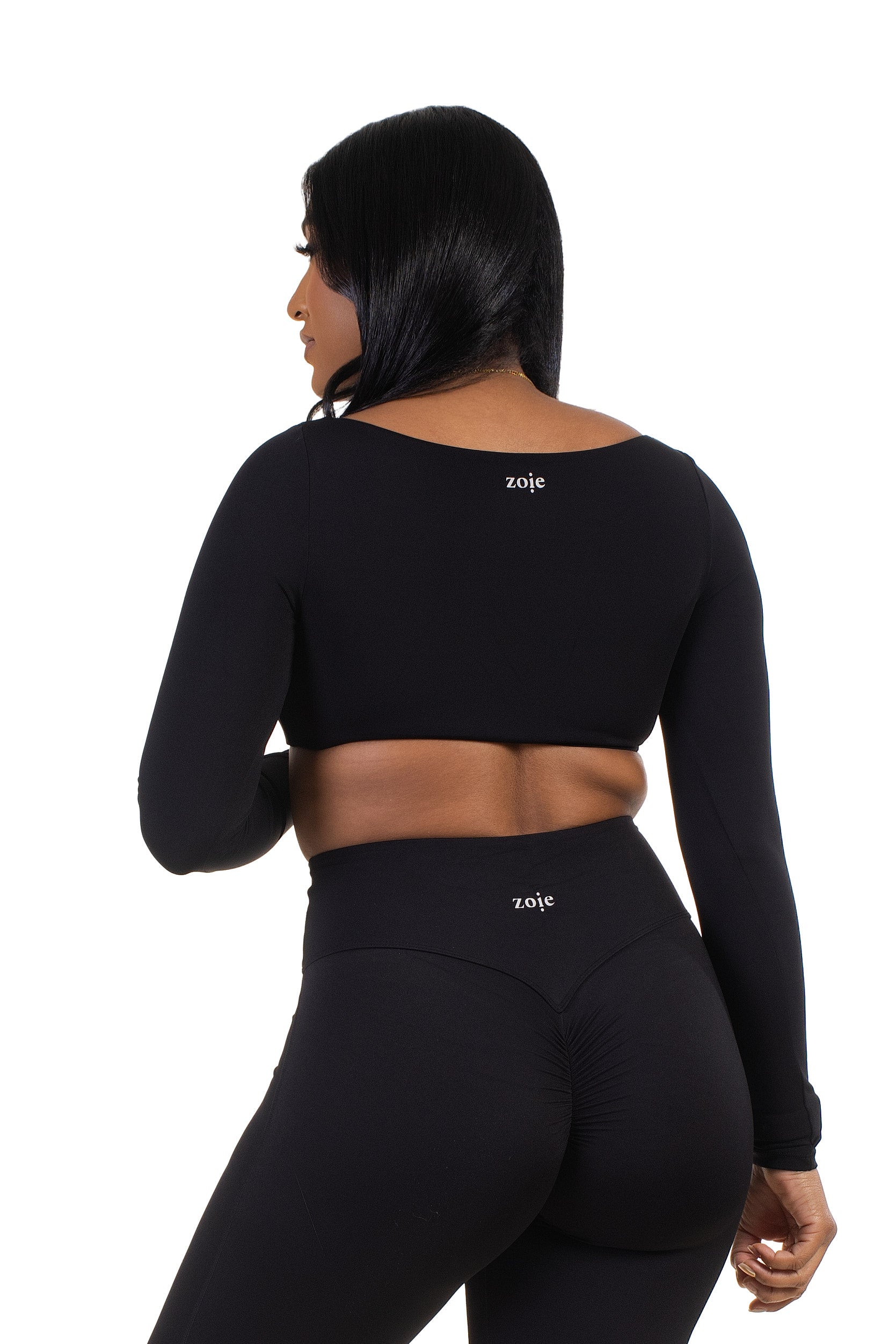 Galaxia Long Sleeve Crop Top Black