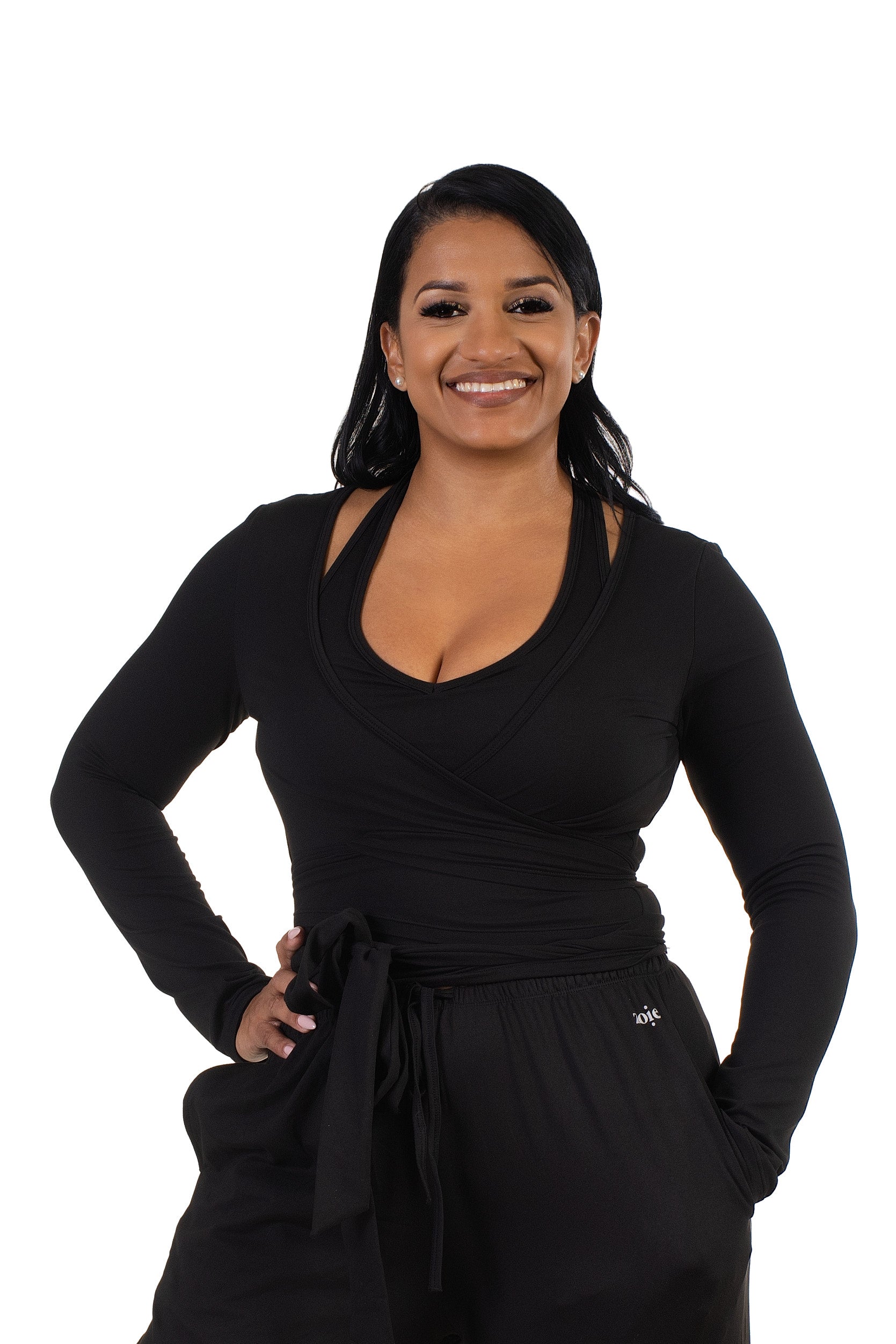 Aurora Wrap Top Black — front