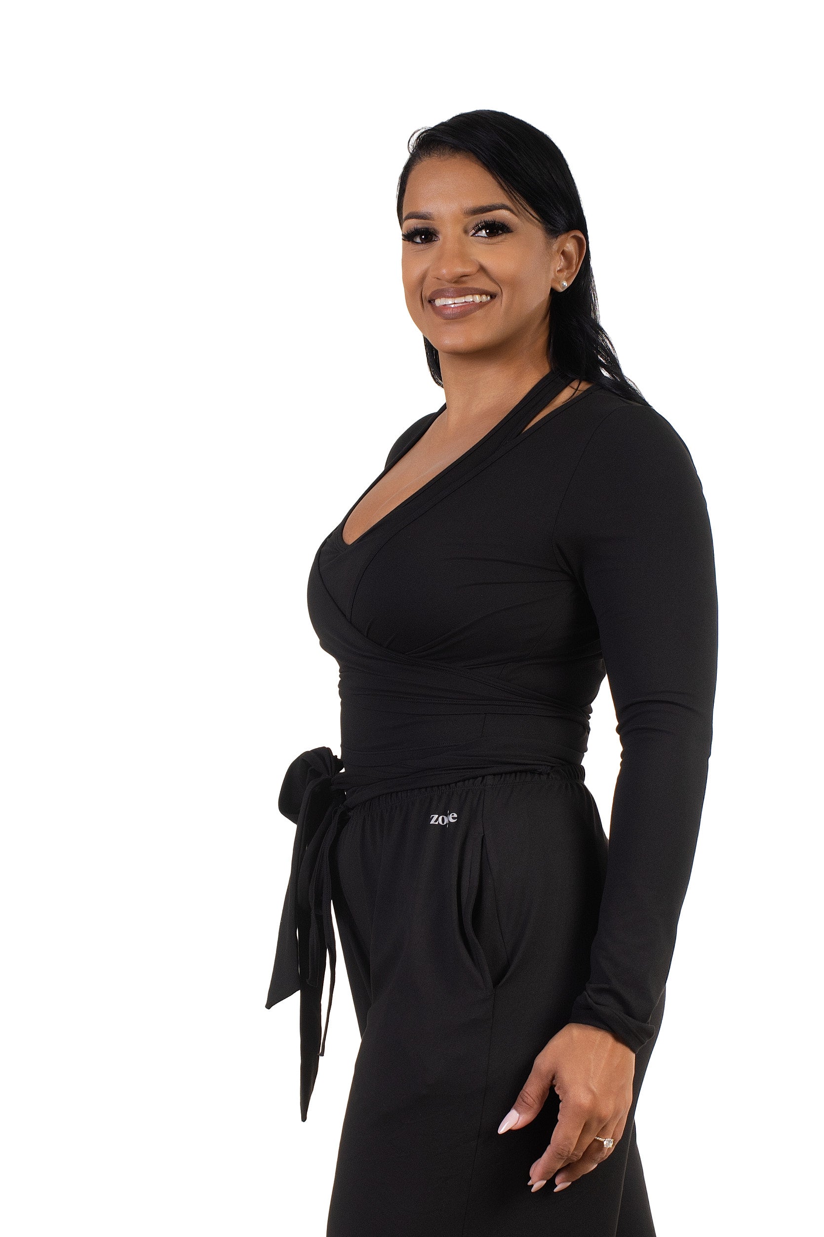 Aurora Wrap Top Black — side