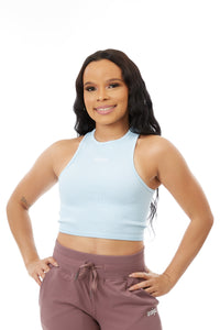 Athena Ribbed Tank Blue