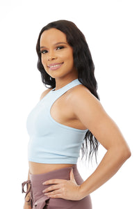 Athena Ribbed Tank Blue