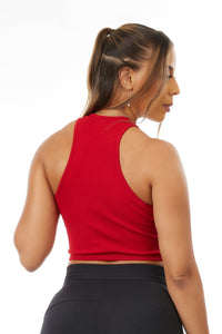 Athena Ribbed Tank Red
