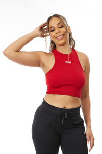 Athena Ribbed Tank Red