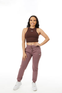 Athena Ribbed Tank Brown