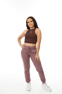 Athena Ribbed Tank Brown