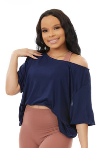 Flowy Tank Navy Blue  Crop