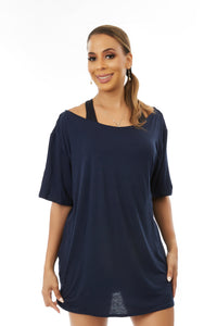 Flowy Tank Navy Blue Long