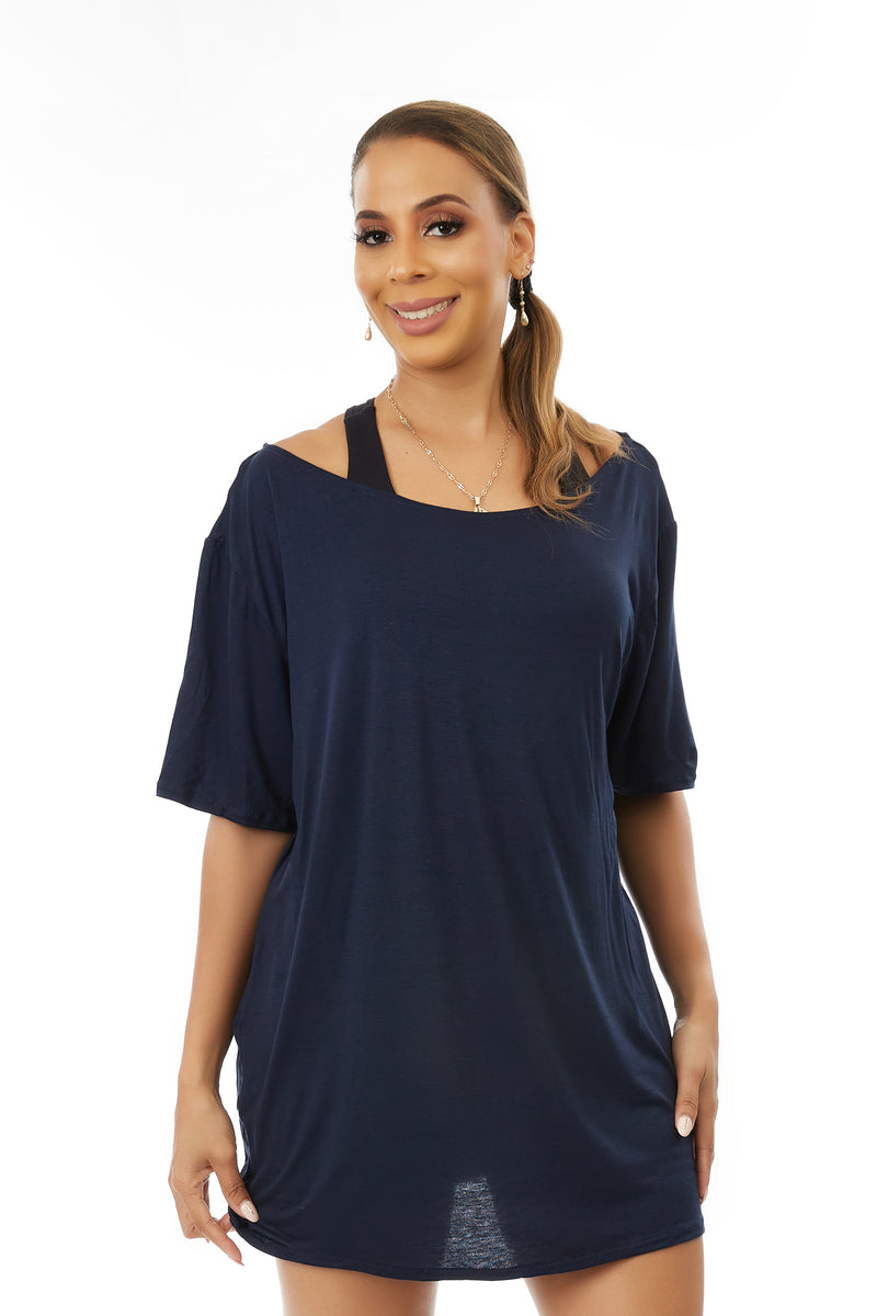Flowy Tank Navy Blue Long