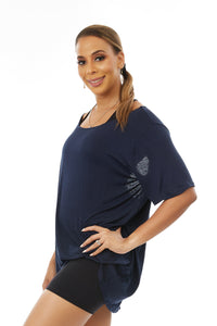 Flowy Tank Navy Blue Long