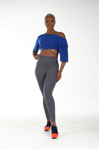 Off The Flowy Tank Royal Blue Crop