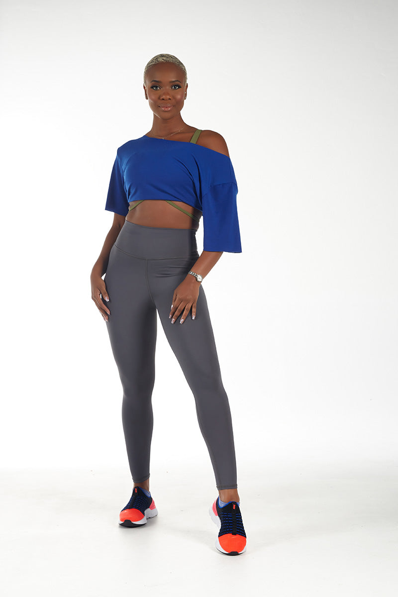 Off The Flowy Tank Royal Blue Crop