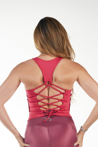 Corset Back Tank Top Pink