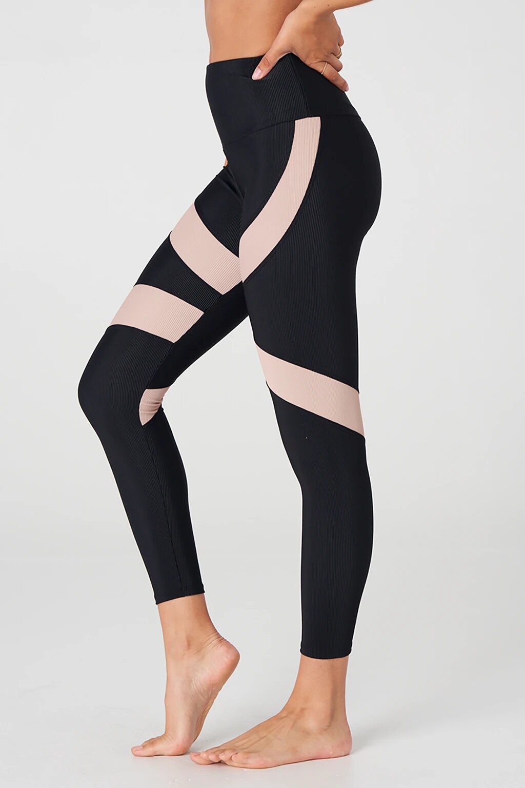 Cadence Legging Black Rib Taupe