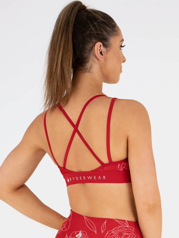 Laced Up Sport Bra Contrast Print