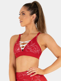 Laced Up Sport Bra Contrast Print